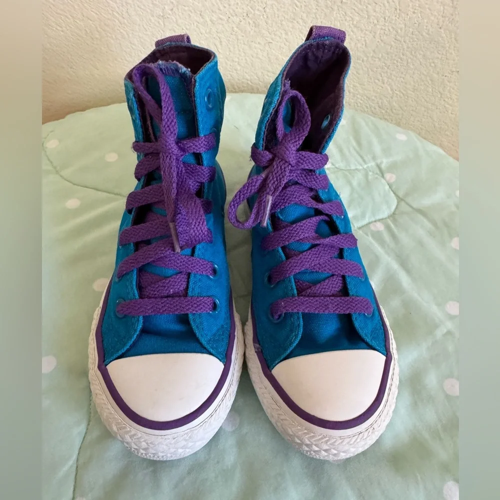 Converse Blue High-Tops with Purple Details Kids Size 10.5